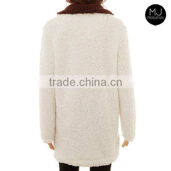 Factory woman plain sherpa pullover sweater wholesale clothing