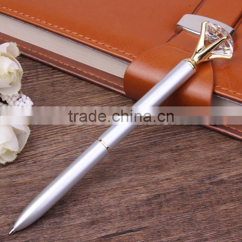Hot sale high quality ball pen with diamond on top metal ballpoint pen