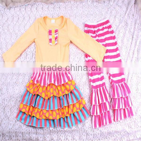 Yiwu Children Christmas Costumes For Babies Long Sleeve Polka Dots Top And Ruffle Casual Pant Kids Clothes Hot Sale Suppliers