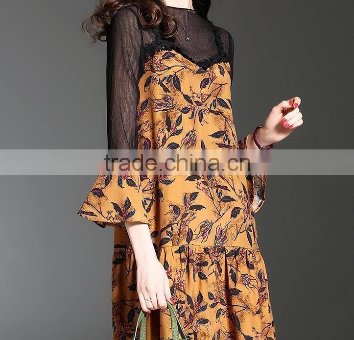 new ladies fashion dress 2017 design floral print dress
