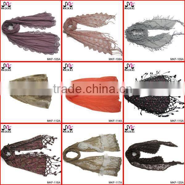 Wholesale new fashion lady's embroidery cotton shawl scarf