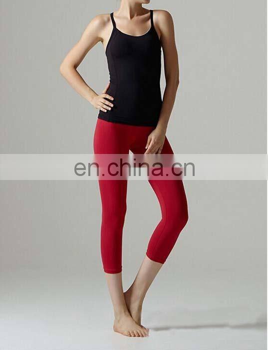 Women's nylon and spandex fitness ninth pants yoga vest suits