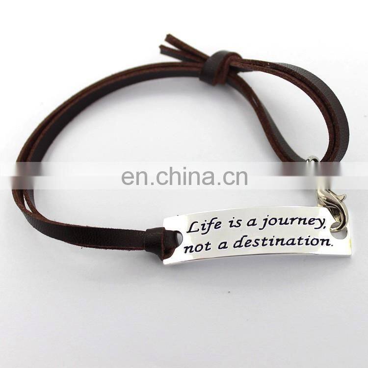 Personlized inspirational Leather engraved Bracelet