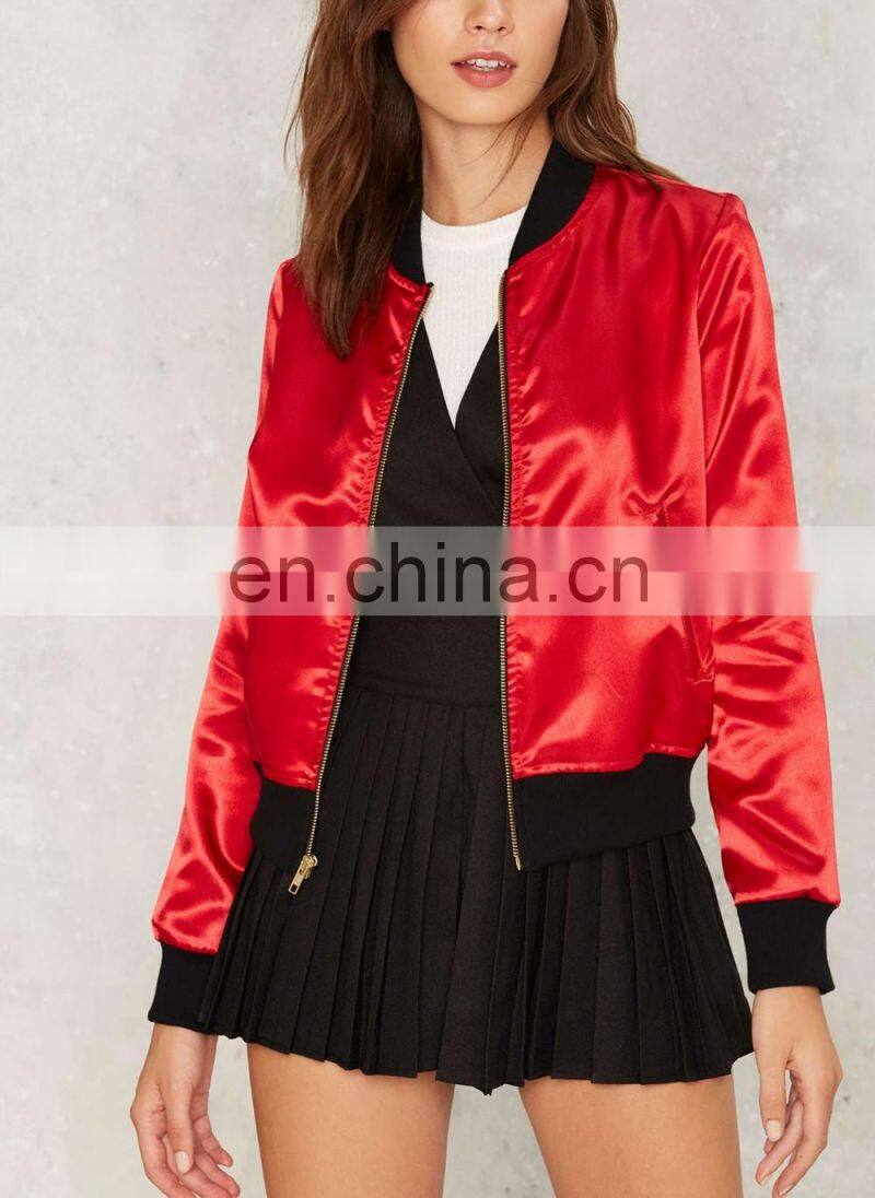 American Europe Style Outdoor Clothing Girl Women Embroidered Zipper Winter Wears Red Color