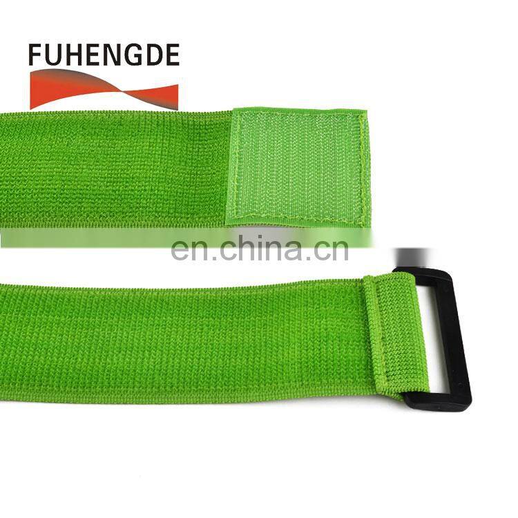 Any length is OK for elastic hook and loop strap with plastic buckle