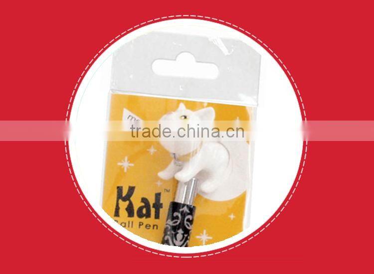 Promotional cute plastic ball point pen with animal head for school kids