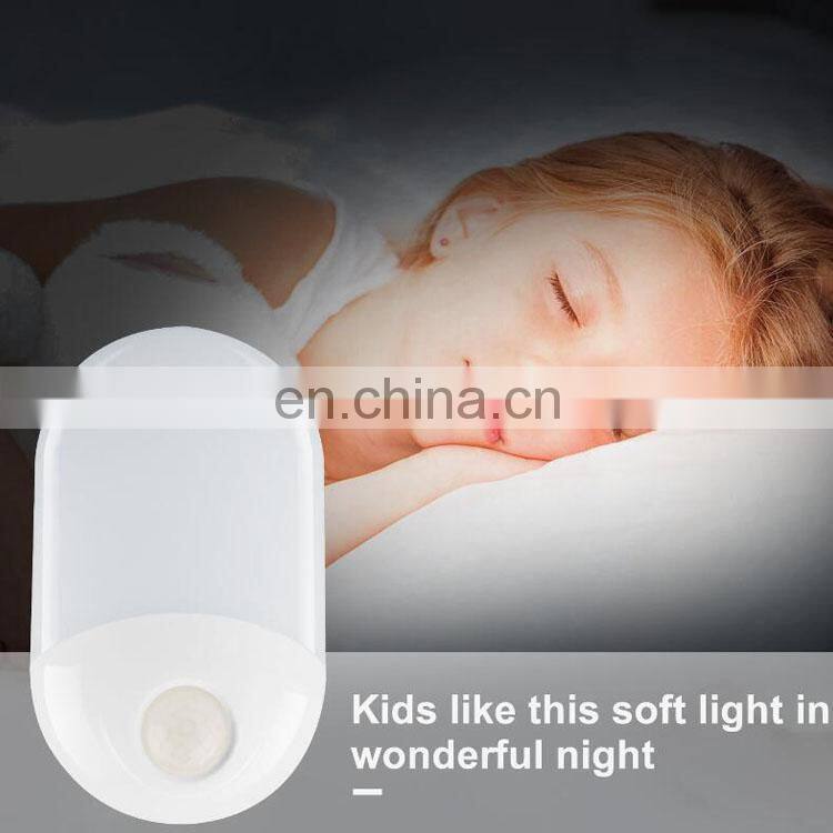 2019 amazon hot sale plug in 2 pcs for 1 pack Motion Activated warm white lighting led night light with light sensor