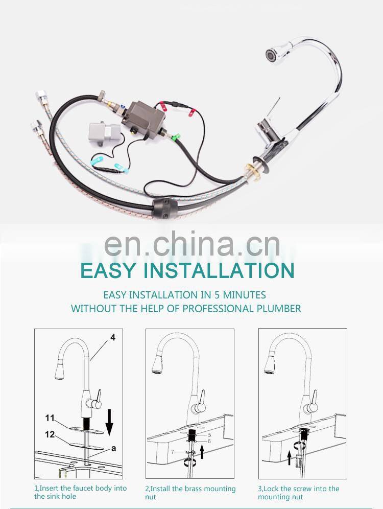 Bronze pull down touchless motion sensor kitchen faucet