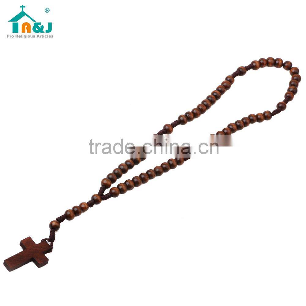A&J Wood Rosary Catholic Necklace