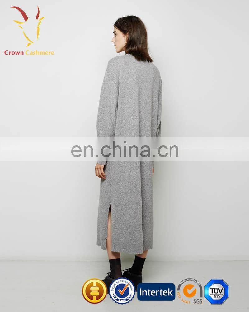 Latest Knitting Design Long Style Lady Fitted Winter Cashmere Dress