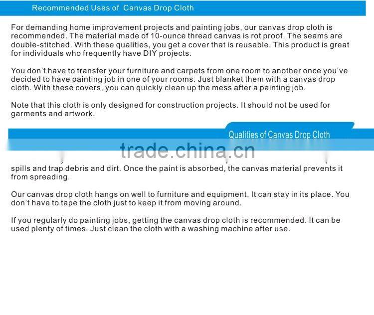 heavy duty waterproof cotton canvas drop cloth for floor