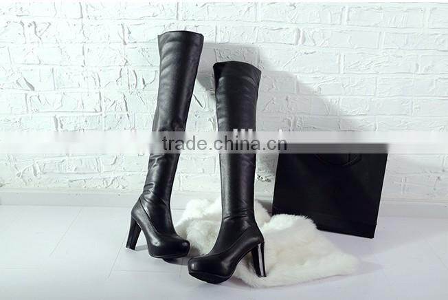 geniune cow leather women long tight over the knee boots 2016