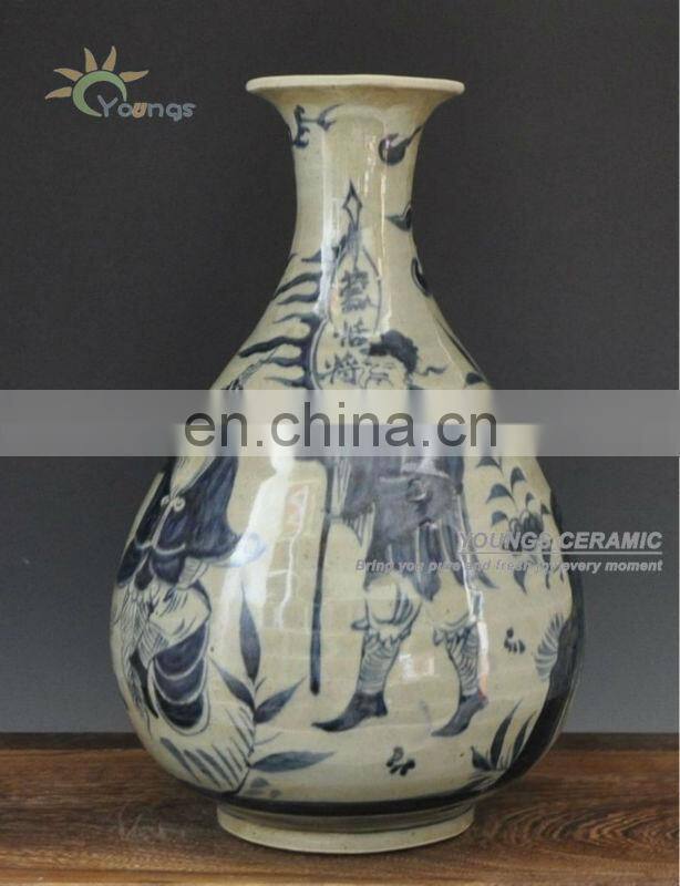 Antique Ming Reproduction Chinese Blue and White Porcelain Figure Vases