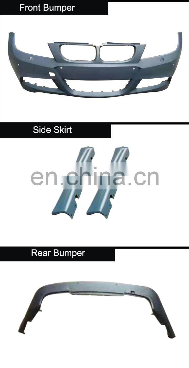Runde PP Material Car Body kits For BMW E90 MT Style Car Front Rear Bumper Side Skirt Fog Lights Frame 2009-2011