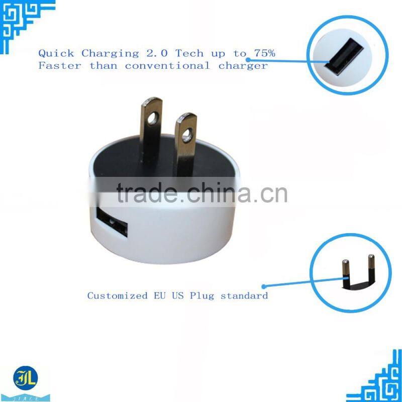 Round wall charger with EU US plug superior rapid usb travel charger