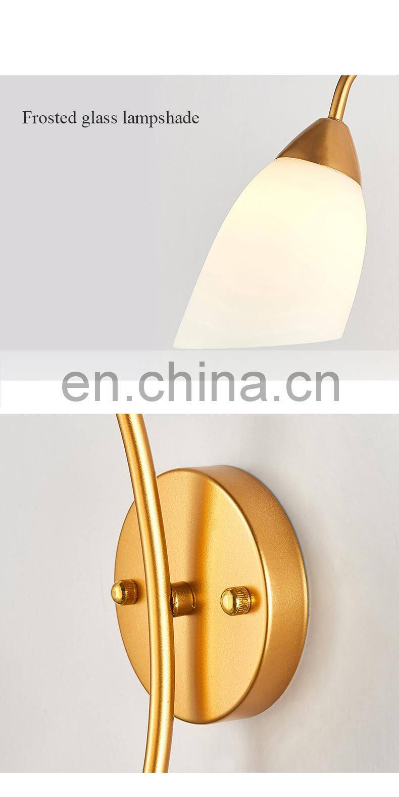 Modern wall lamp hotel home living room bedroom stair corner LED wall light gold glass lamp shade headboard wall lamps