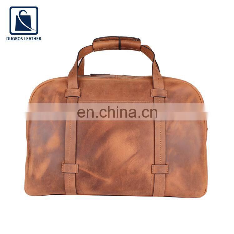 Crazy Horse Style Cotton Lining Material Unisex Genuine Leather Duffel Bag for Sale