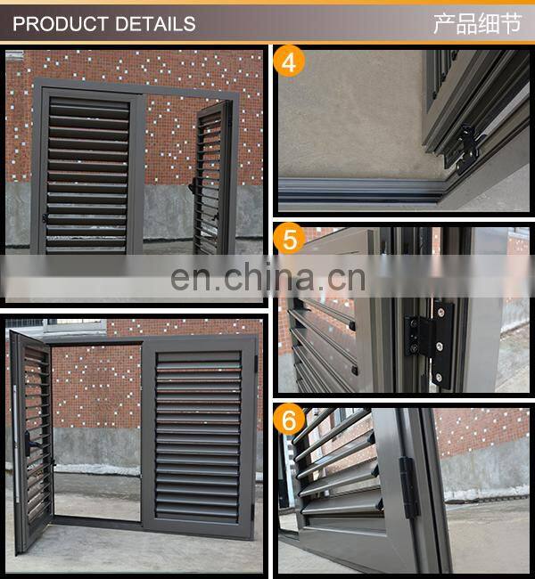 Factory product double tempered glass aluminum profile shutter/louver window crank devices hardware