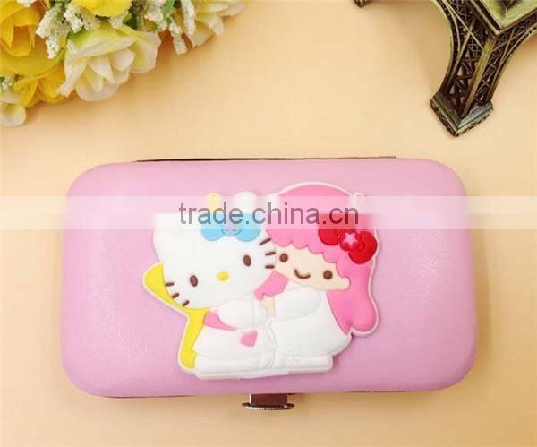 Promotional Gifts Stainless Steel 7PC Pink Hello Kitty Manicure Set