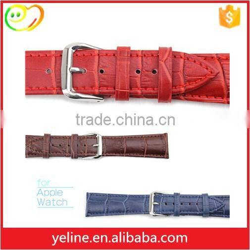 Wholesale Fashion Alligator Pattern leather watch strap with buckle for apple watch