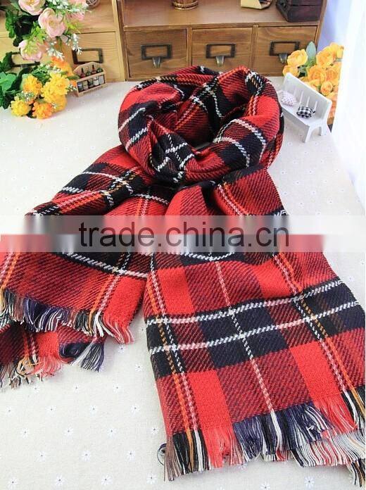 Wholesale Winter Fashion Wool Plaid Checked Ladies Pashmina Scarf