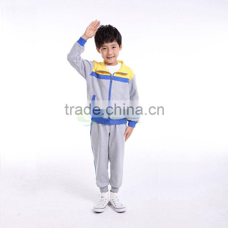Custom Autumn Children 65%Cotton 35%Polyester Jacket and Pants for School Uniform