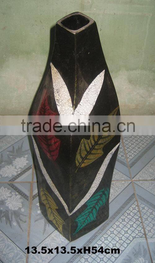 An unique design: A 13.3X13.5XH54cm Vietnam lacquer vase