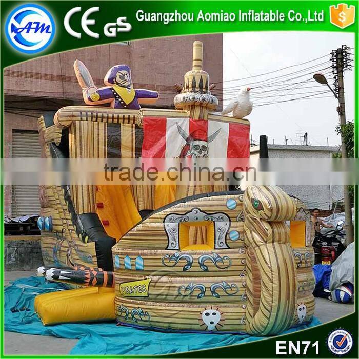 New style funny small indoor pirate ship inflatable dry slide for sale