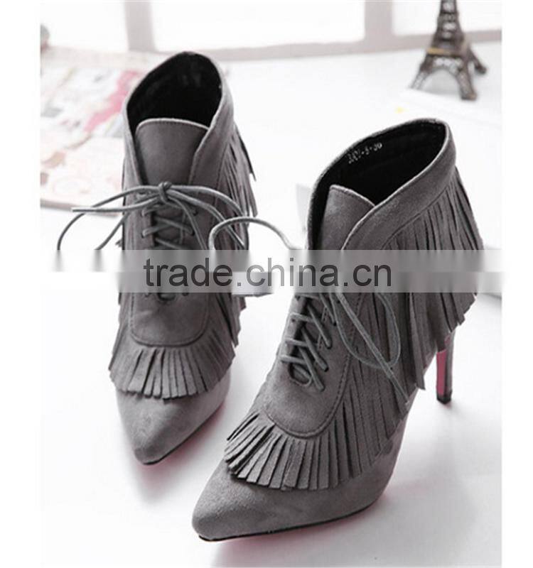 Latest England style tassel anckle suede rubbe sexy girls riding boots