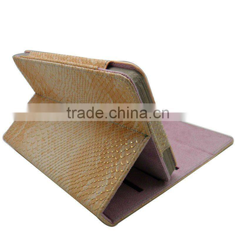 golden snake line Leather case cover for Amzozon kindle fire 7 " tablet pc with magnet flap enclosure and PU material