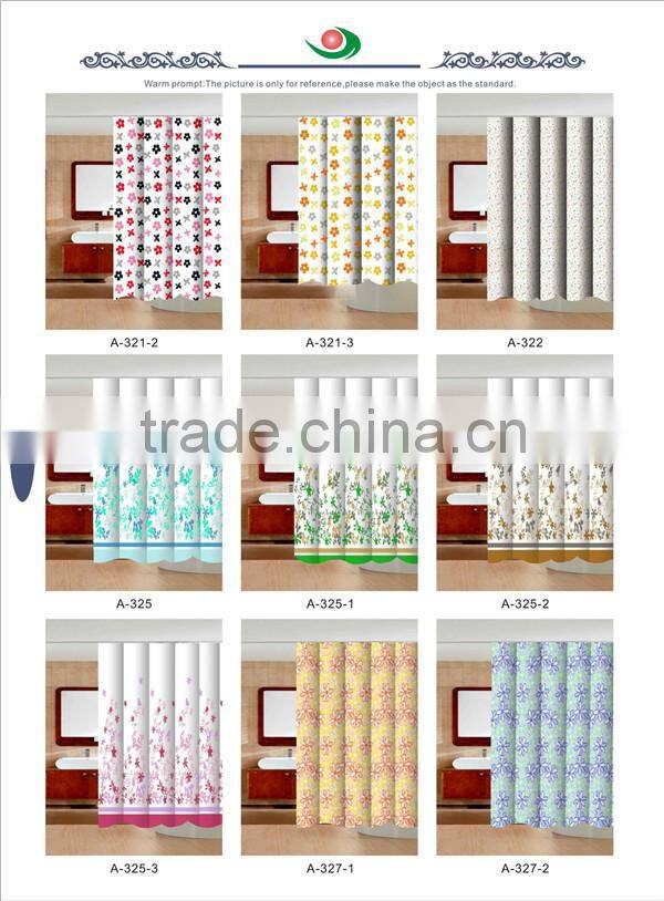 PVC Flocking Printing Shower Curtains Elegant