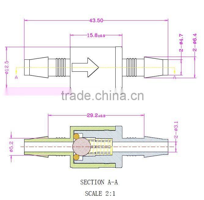 3/16" PP Viton safety relief check valves SRV1603CVL-20