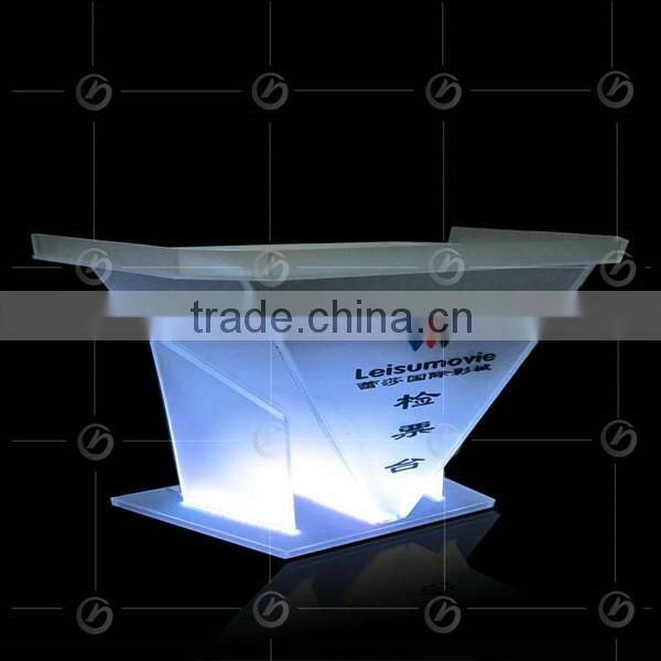 YZ-0076 clear acrylic podium night bar table with LED light, night bar DJ facade