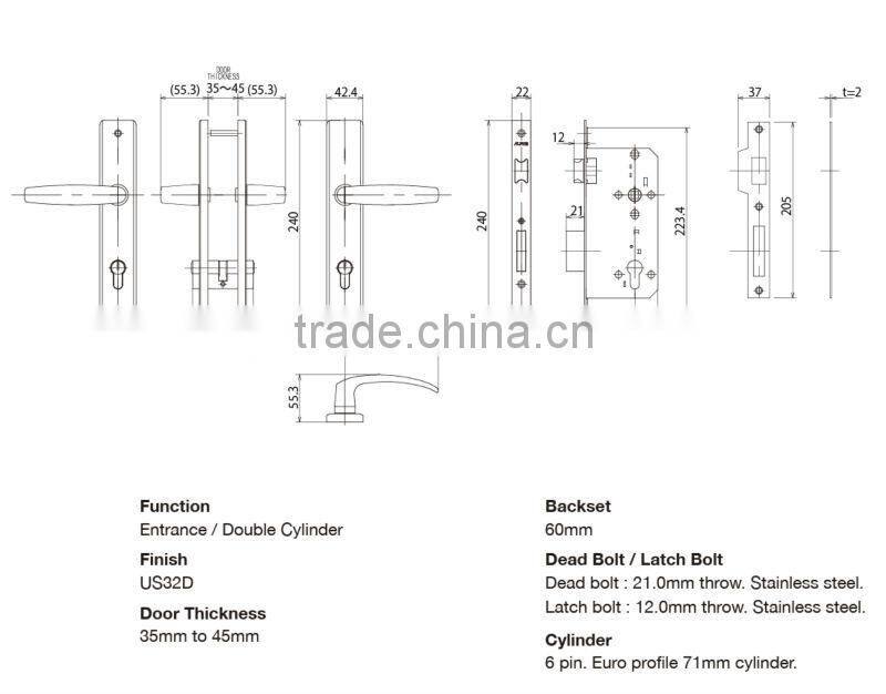 Japanese high quality and security Euro Mortise lock cylinder