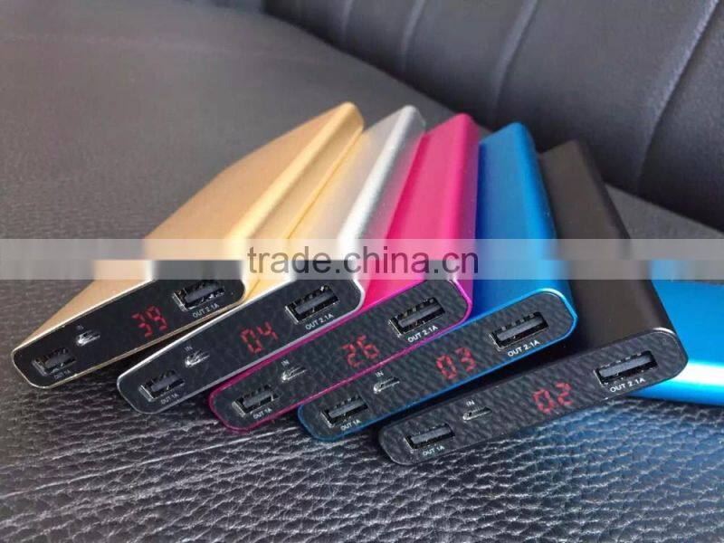 Ultrathin aluminium alloy power bank 10000,real capacity alloy portable charger power bank design OEM acceptabled