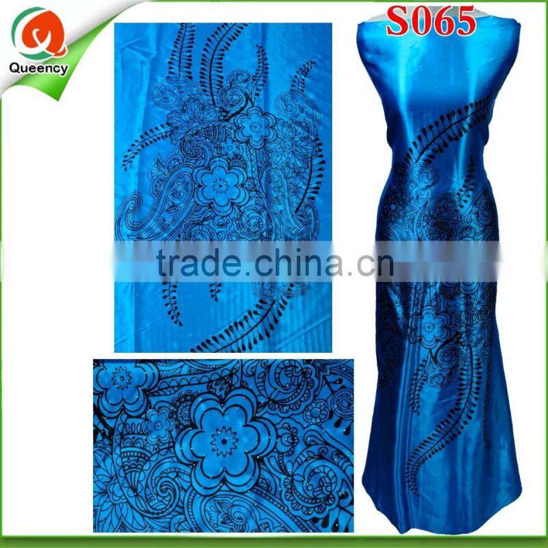 S065 Fashion Design Cheap Satin Fabric High Quality African Silk Fabric With Stones
