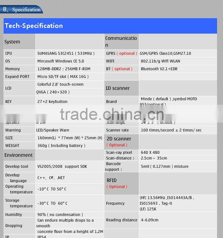 Supplier Touch Screen Small Handheld PDA Barcode Scanner Machine