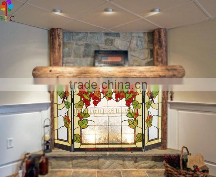 F-7 Grape stained glass panel tiffany windows flower design mosaic wholesale china tiffany fireplace