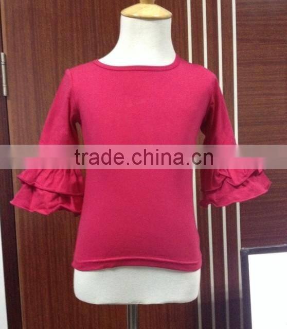 Wholesale baby Ruffle shirts MIX color Miss123 brand,Many color T shirts with double ruffle long sleeve