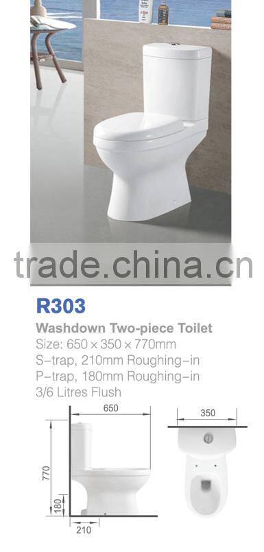 gravity flushing two piece floor mounted squat toilet