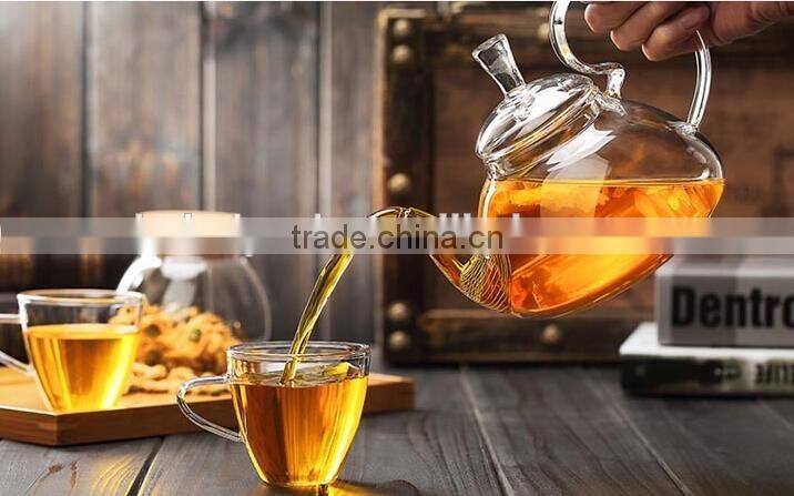 OEM Hot Sale Good Design Tea Pot Glass Stainless steel spring filter