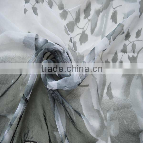 Polyester Floral Printed Chiffon Scarf for Spring and Autumn