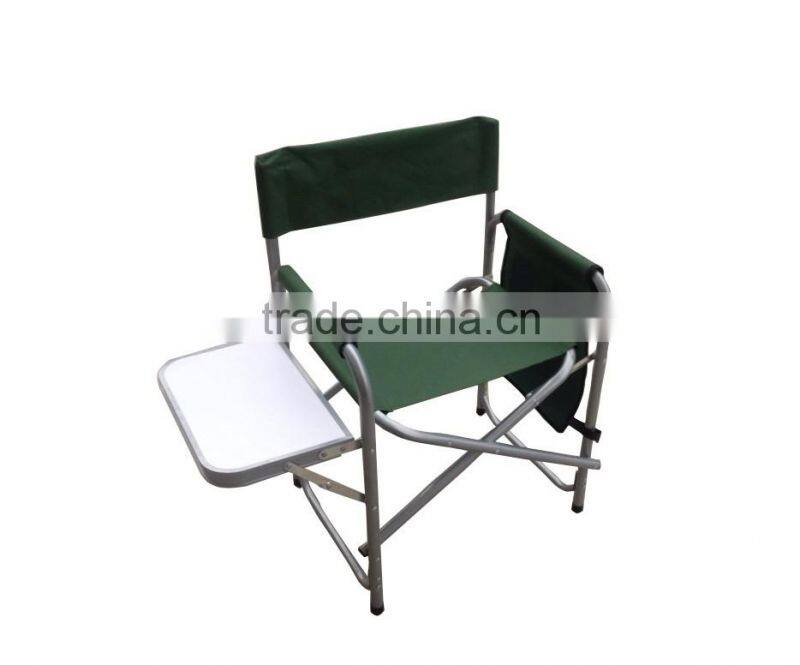 Aluminum folding director chair with side table and pocket