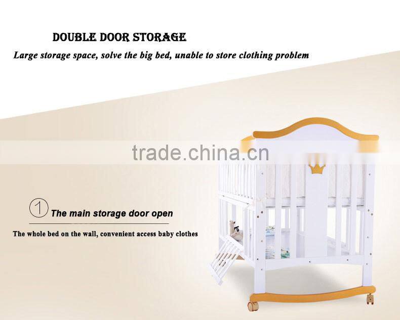 Eco-friendly Wood Multifunction Wooden Baby Cribs Pine Wood Baby Bed