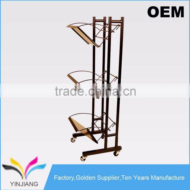 Flooring Supermarket Supply Foldable Wine Tower Dispenser Rack with Wheels
