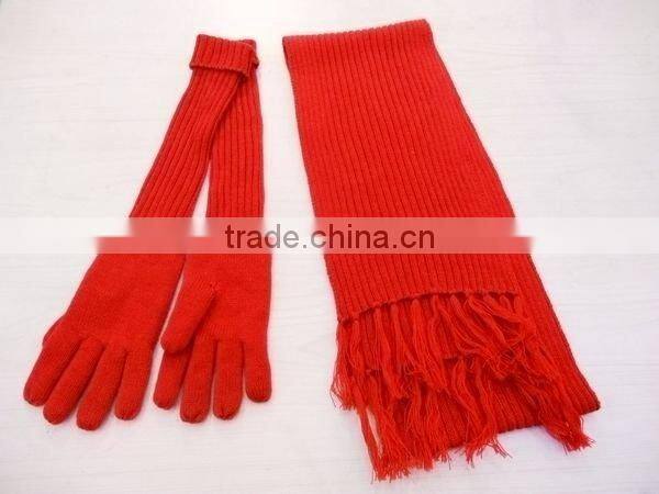 fashion acrylic gloves scarf set