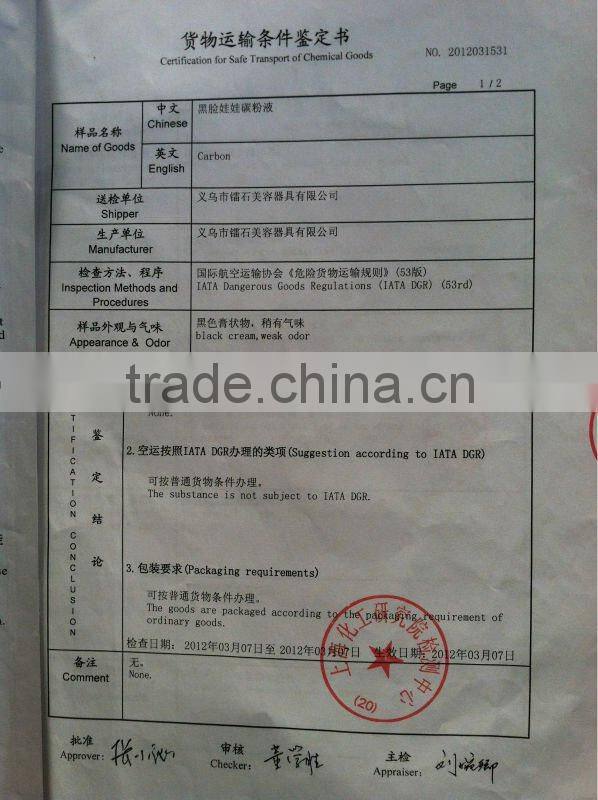 Certification Carbon Cream for skin care Laser treatment