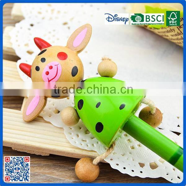 2016 new arrival promotion cute wood HB pencil with lovely doll for school kids