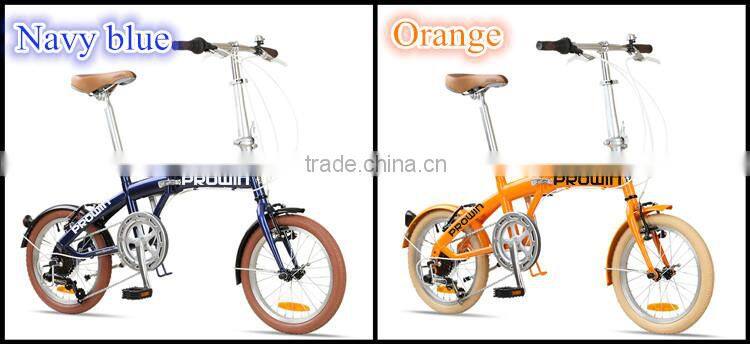 16'' 6 speed steel small wheel folding bicycle/foldable folding bike for girls (PW-FD16010)
