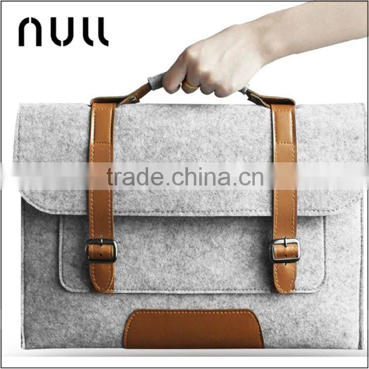Fashion design handmade leather laptop handbag felt tote bag